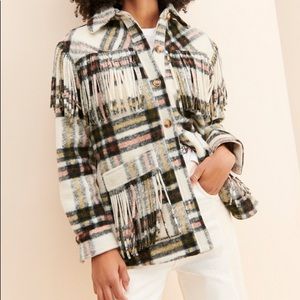 NWT BlankNYC Fringe Plaid Flannel Jacket